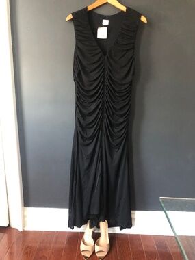 NWT black rouged dress /gown Size Large